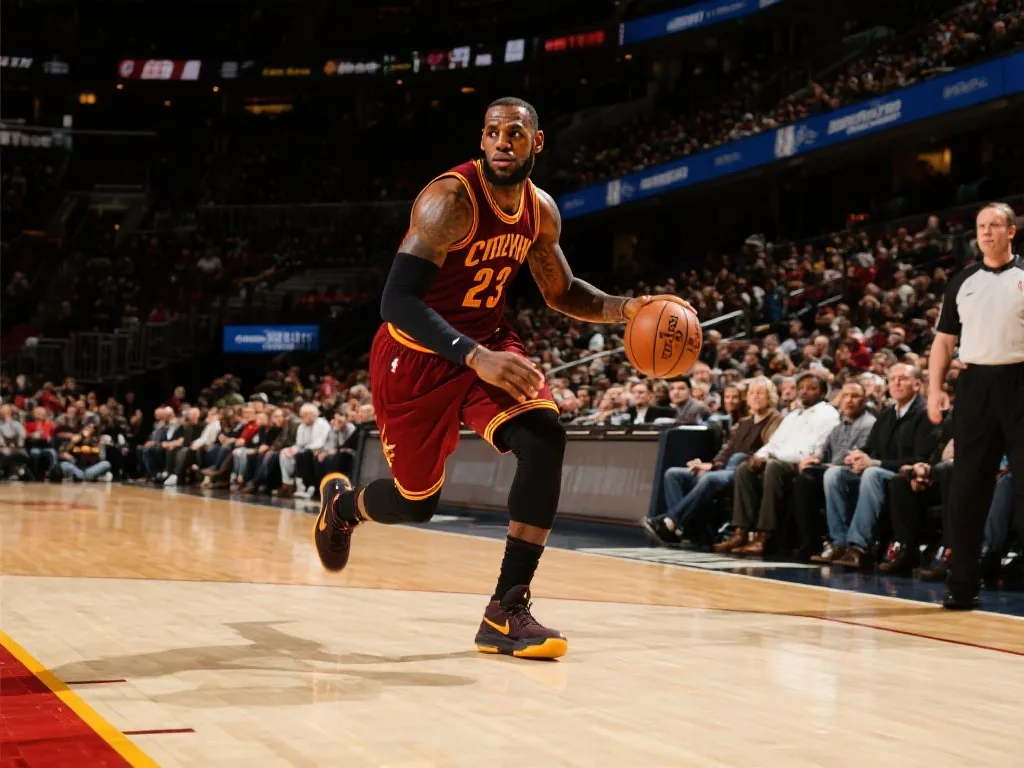 勒布朗·詹姆斯在NBA赛场运球